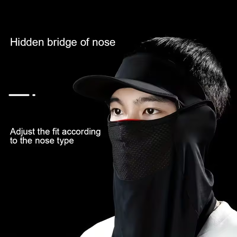 Summer Full Face Mask Breathable Anti-UV Neck Flap Wide Brim Cycling Bandana Outdoor Sport Fishing Hiking Sunscreen Ice Silk Cap