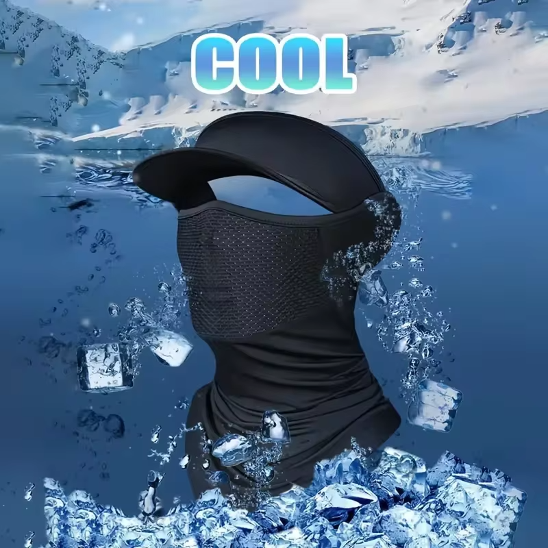 Summer Full Face Mask Breathable Anti-UV Neck Flap Wide Brim Cycling Bandana Outdoor Sport Fishing Hiking Sunscreen Ice Silk Cap