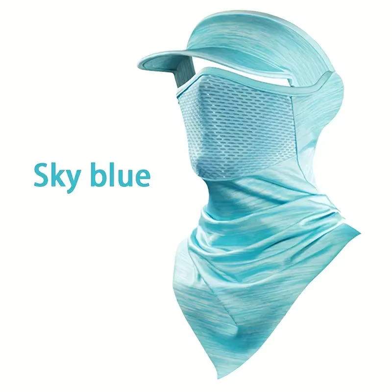 Summer Full Face Mask Breathable Anti-UV Neck Flap Wide Brim Cycling Bandana Outdoor Sport Fishing Hiking Sunscreen Ice Silk Cap