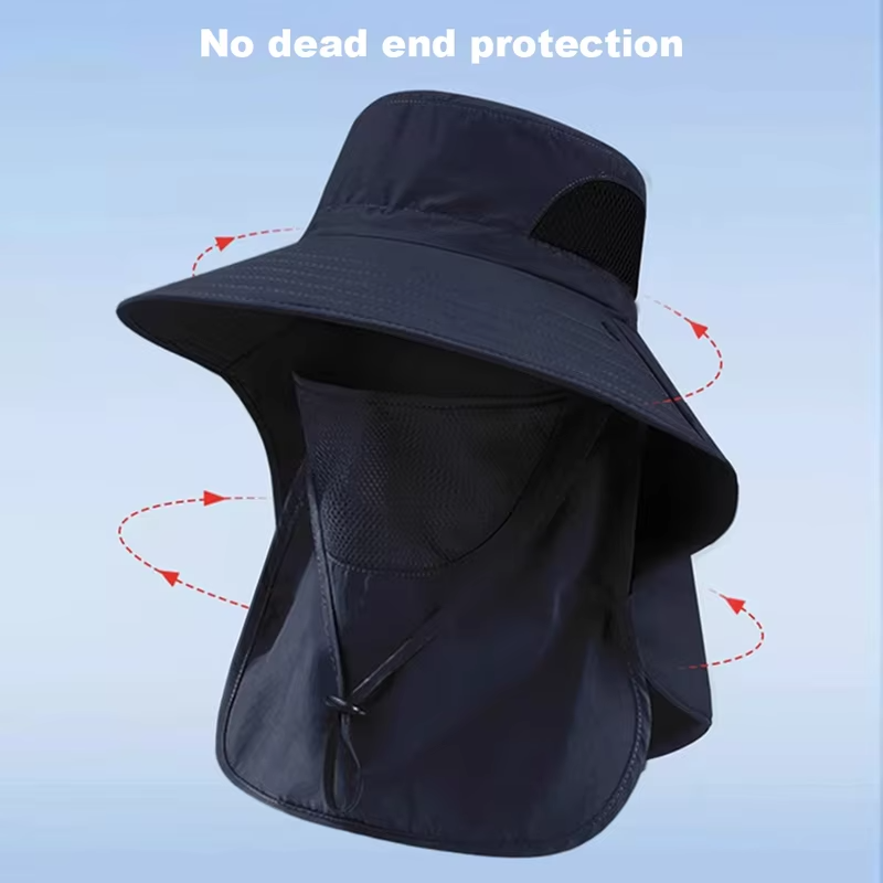 Summer Sun Hats UV Protection Outdoor Hunting Fishing Cap For Men Women Hiking Camping Visor Bucket Hat Neck Flap Fisherman Hat