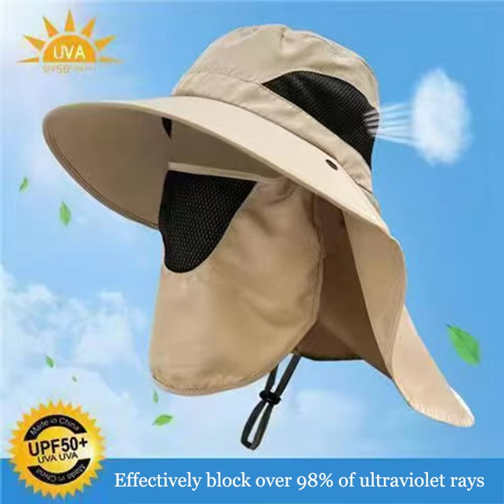 Summer Sun Hats UV Protection Outdoor Hunting Fishing Cap For Men Women Hiking Camping Visor Bucket Hat Neck Flap Fisherman Hat
