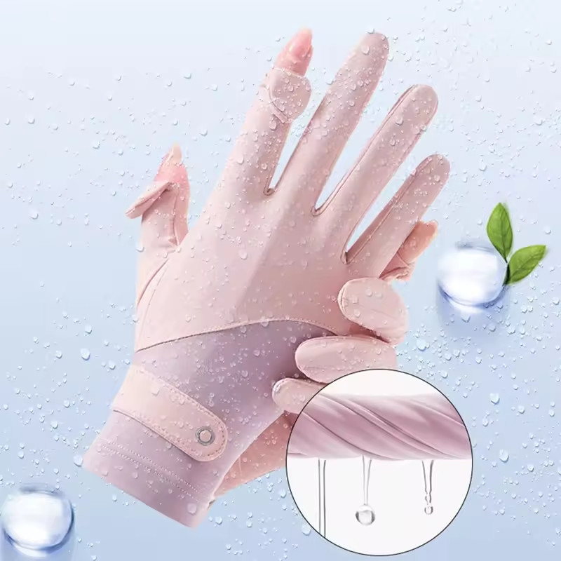 Summer Gloves Breathable Women Thin Ice Silk Cycling Driving Gloves Touch Screen Quick Dry Sunscreen Non-slip Riding Gloves