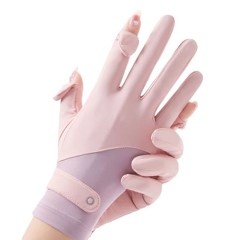 Summer Gloves Breathable Women Thin Ice Silk Cycling Driving Gloves Touch Screen Quick Dry Sunscreen Non-slip Riding Gloves