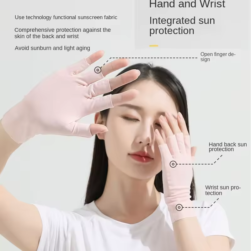Summer Fingerless Gloves Women Cooling Sun Protection Driving Gloves Touchscreen Anti UV Ice Silk Breathable Cycling Gloves