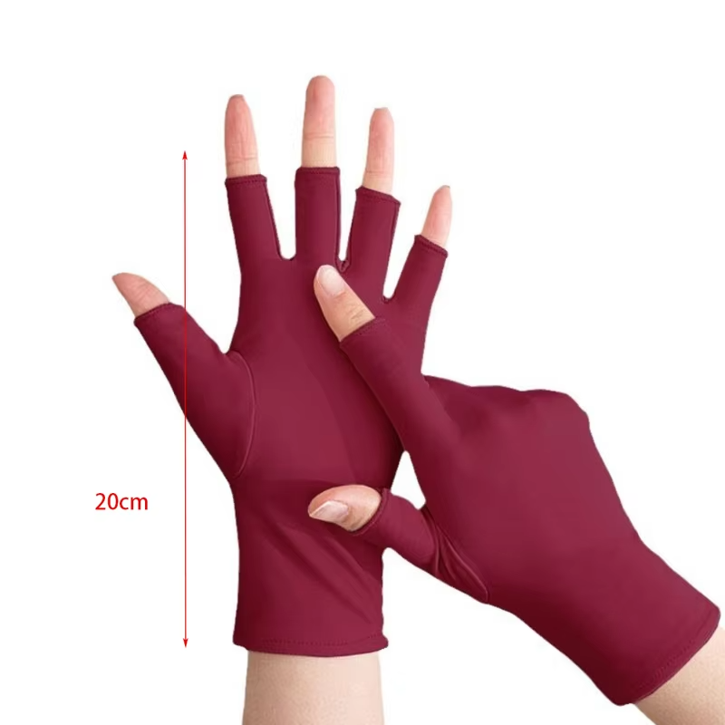 Summer Fingerless Gloves Women Cooling Sun Protection Driving Gloves Touchscreen Anti UV Ice Silk Breathable Cycling Gloves