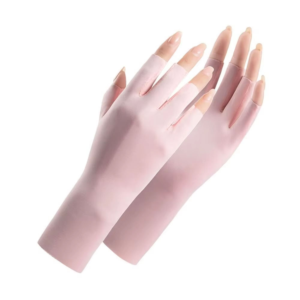 Summer Fingerless Gloves Women Cooling Sun Protection Driving Gloves Touchscreen Anti UV Ice Silk Breathable Cycling Gloves