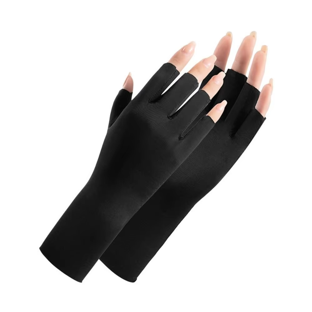 Summer Fingerless Gloves Women Cooling Sun Protection Driving Gloves Touchscreen Anti UV Ice Silk Breathable Cycling Gloves