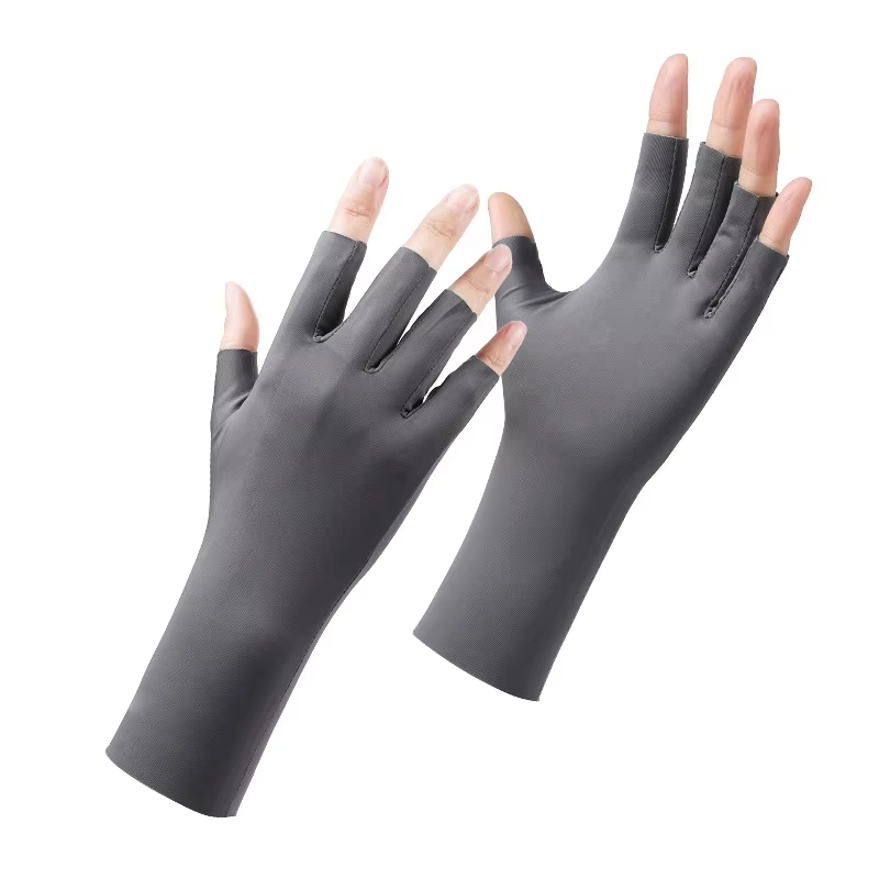 Summer Fingerless Gloves Women Cooling Sun Protection Driving Gloves Touchscreen Anti UV Ice Silk Breathable Cycling Gloves