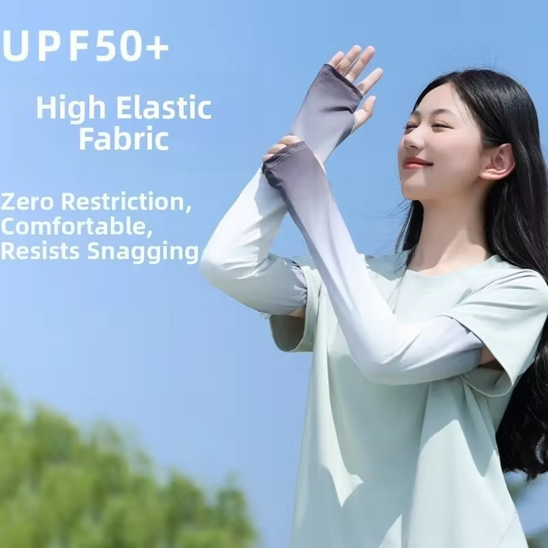 Ice Silk Arm Sleeves Breathable UV Protection Running Cycling Arm Guards Men Women Adjustable Cooling Hiking Travel Arm Cover
