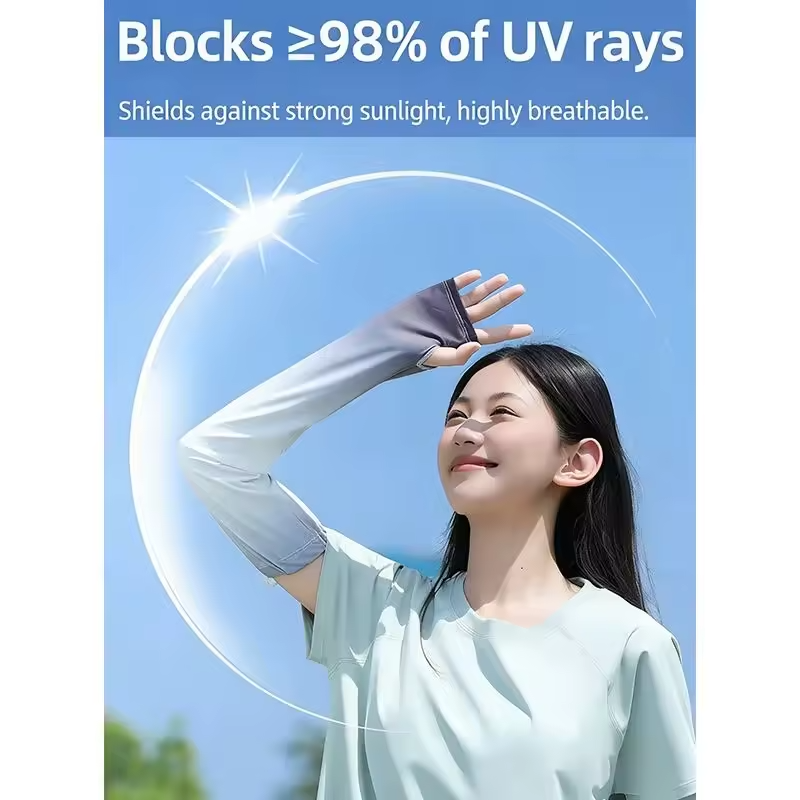Ice Silk Arm Sleeves Breathable UV Protection Running Cycling Arm Guards Men Women Adjustable Cooling Hiking Travel Arm Cover