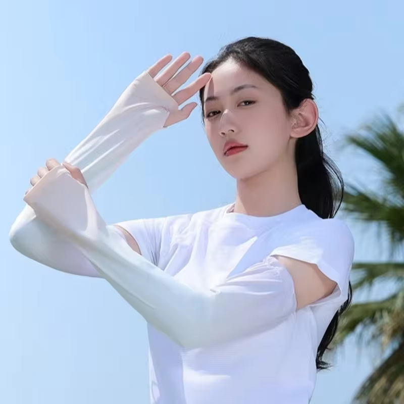 Ice Silk Arm Sleeves Breathable UV Protection Running Cycling Arm Guards Men Women Adjustable Cooling Hiking Travel Arm Cover