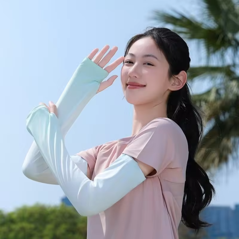 Ice Silk Arm Sleeves Breathable UV Protection Running Cycling Arm Guards Men Women Adjustable Cooling Hiking Travel Arm Cover