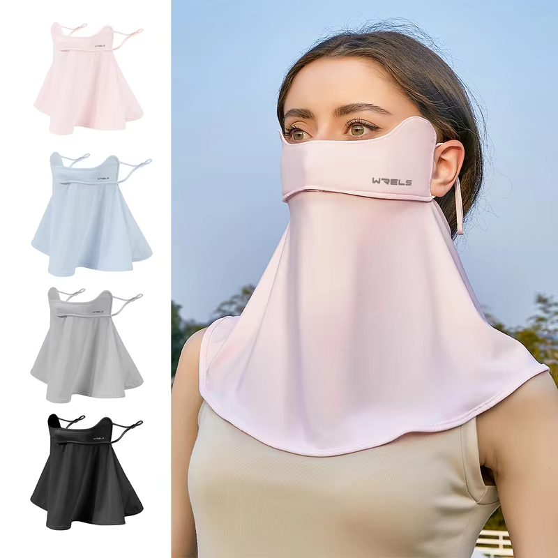 WRELS Summer Ice Silk UV Protection Face Mask Outdoor Cycling Anti-UV Riding Breathable Half Face Mask Sunscreen Cool Neck Scarf