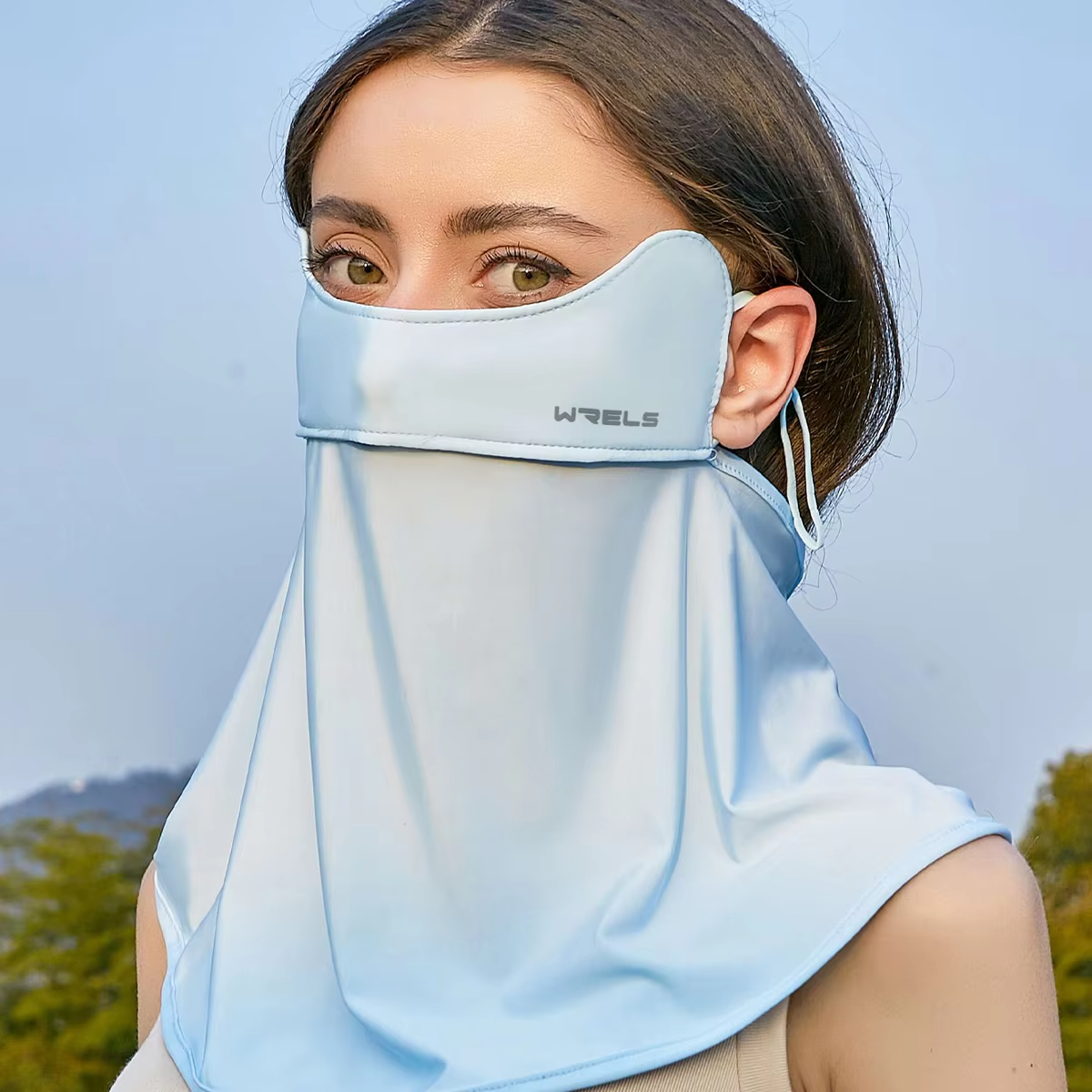 WRELS Summer Ice Silk UV Protection Face Mask Outdoor Cycling Anti-UV Riding Breathable Half Face Mask Sunscreen Cool Neck Scarf