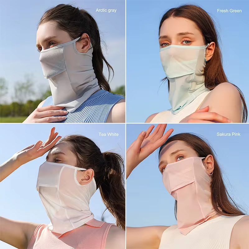 Ice Silk Full Face Sun Protection Mask Breathable Running Sports Masks Soft Adjustable Anti Ultraviolet Thin For Outdoor Golf
